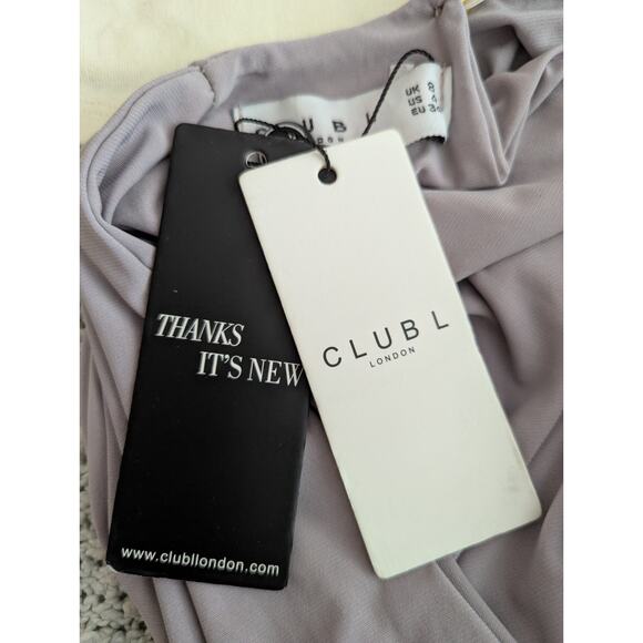 NWT Club L London My World Maternity Shoot Jumpsuit Taupe V Neck Long US 4 UK 8 - Picture 6 of 9